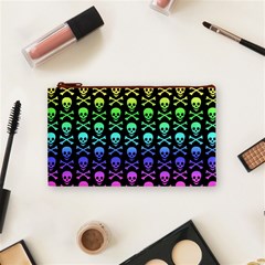 Rainbow Skull and Crossbones  Cosmetic Bag (Small) from ArtsNow.com Front