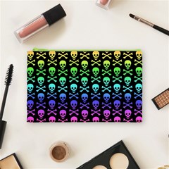 Rainbow Skull and Crossbones  Cosmetic Bag (Medium) from ArtsNow.com Front