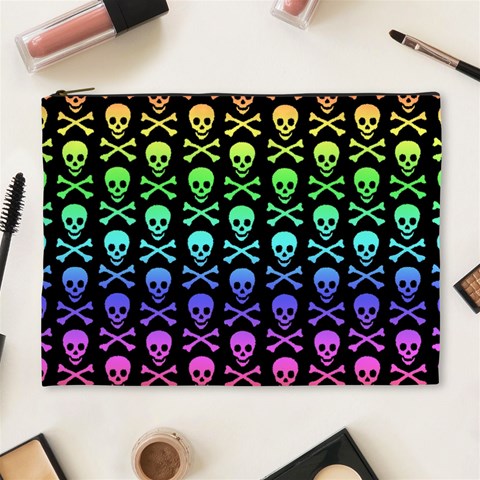 Rainbow Skull and Crossbones  Cosmetic Bag (XL) from ArtsNow.com Front