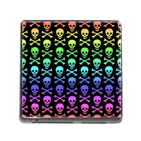Rainbow Skull and Crossbones  Memory Card Reader (Square 5 Slot) from ArtsNow.com Front