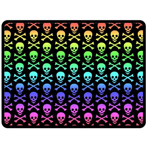 Rainbow Skull and Crossbones  Fleece Blanket (Large) from ArtsNow.com 80 x60  Blanket Front