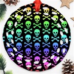 Rainbow Skull and Crossbones  Ornament (Round Filigree)