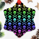 Rainbow Skull and Crossbones  Ornament (Snowflake)