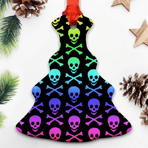 Rainbow Skull and Crossbones  Ornament (Christmas Tree)  from ArtsNow.com Front