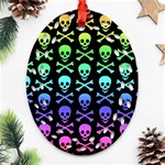 Rainbow Skull and Crossbones  Oval Filigree Ornament (Two Sides)