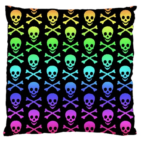 Rainbow Skull and Crossbones  Large Cushion Case (One Side) from ArtsNow.com Front