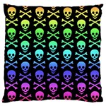 Rainbow Skull and Crossbones  Large Cushion Case (One Side)