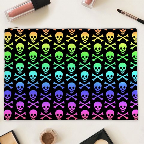 Rainbow Skull and Crossbones  Cosmetic Bag (XXL) from ArtsNow.com Front