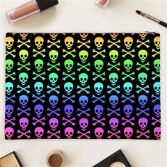 Rainbow Skull and Crossbones  Cosmetic Bag (XXL) from ArtsNow.com Back