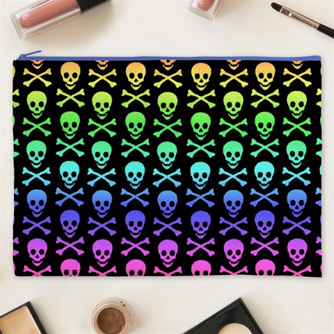 Rainbow Skull and Crossbones  Cosmetic Bag (XXXL) from ArtsNow.com Front