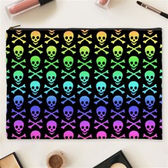Rainbow Skull and Crossbones  Cosmetic Bag (XXXL) from ArtsNow.com Front