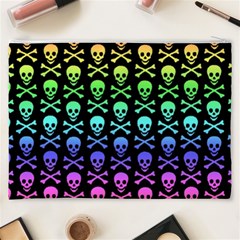 Rainbow Skull and Crossbones  Cosmetic Bag (XXXL) from ArtsNow.com Back