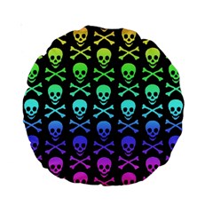 Rainbow Skull and Crossbones  Standard 15  Premium Round Cushion  from ArtsNow.com Front