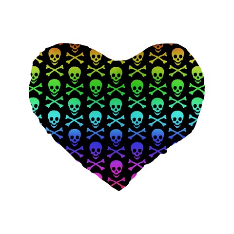 Rainbow Skull and Crossbones  Standard 16  Premium Heart Shape Cushion  from ArtsNow.com Front