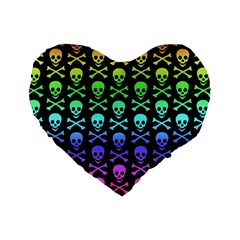 Rainbow Skull and Crossbones  Standard 16  Premium Heart Shape Cushion  from ArtsNow.com Front