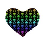 Rainbow Skull and Crossbones  Standard 16  Premium Heart Shape Cushion 