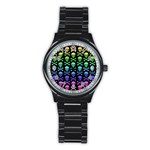 Rainbow Skull and Crossbones  Stainless Steel Round Watch