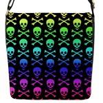 Rainbow Skull and Crossbones  Flap Closure Messenger Bag (S)