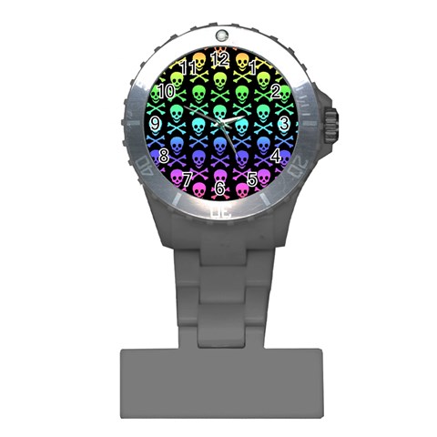 Rainbow Skull and Crossbones  Plastic Nurses Watch from ArtsNow.com Front