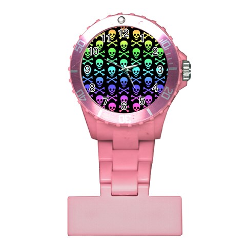 Rainbow Skull and Crossbones  Plastic Nurses Watch from ArtsNow.com Front
