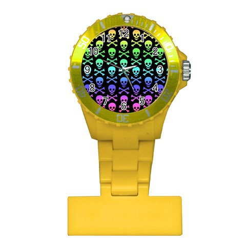 Rainbow Skull and Crossbones  Plastic Nurses Watch from ArtsNow.com Front