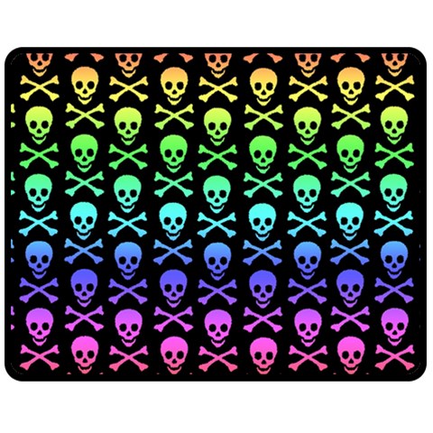 Rainbow Skull and Crossbones  Double Sided Fleece Blanket (Medium) from ArtsNow.com 58.8 x47.4  Blanket Front
