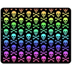 Rainbow Skull and Crossbones  Double Sided Fleece Blanket (Medium) from ArtsNow.com 58.8 x47.4  Blanket Back