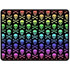 Rainbow Skull and Crossbones  Double Sided Fleece Blanket (Large) from ArtsNow.com 80 x60  Blanket Back