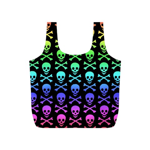 Rainbow Skull and Crossbones  Full Print Recycle Bag (S) from ArtsNow.com Front