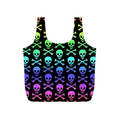 Rainbow Skull and Crossbones  Full Print Recycle Bag (S) from ArtsNow.com Back