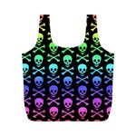 Rainbow Skull and Crossbones  Full Print Recycle Bag (M)