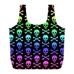 Rainbow Skull and Crossbones  Full Print Recycle Bag (L)