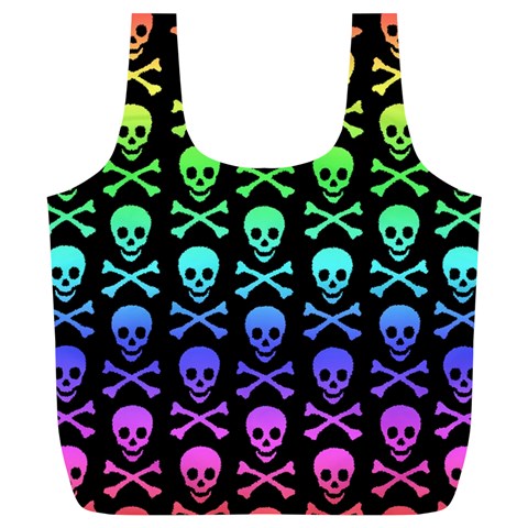 Rainbow Skull and Crossbones  Full Print Recycle Bag (XL) from ArtsNow.com Front