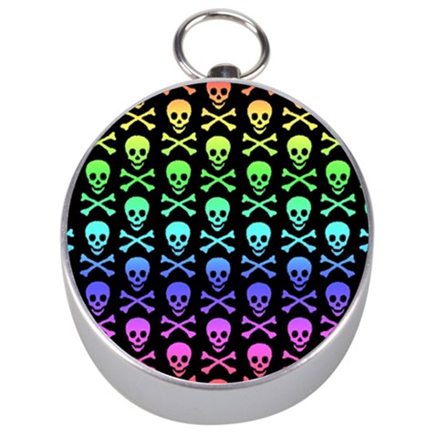 Rainbow Skull and Crossbones  Silver Compass from ArtsNow.com Front