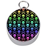Rainbow Skull and Crossbones  Silver Compass