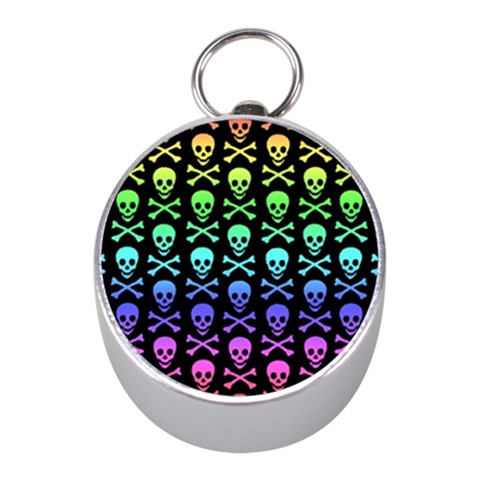 Rainbow Skull and Crossbones  Silver Compass (Mini) from ArtsNow.com Front