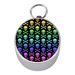 Rainbow Skull and Crossbones  Silver Compass (Mini)