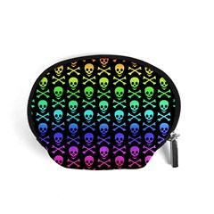Rainbow Skull and Crossbones  Accessory Pouch (Small) from ArtsNow.com Front