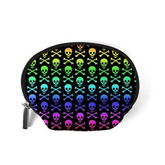 Rainbow Skull and Crossbones  Accessory Pouch (Small) from ArtsNow.com Back