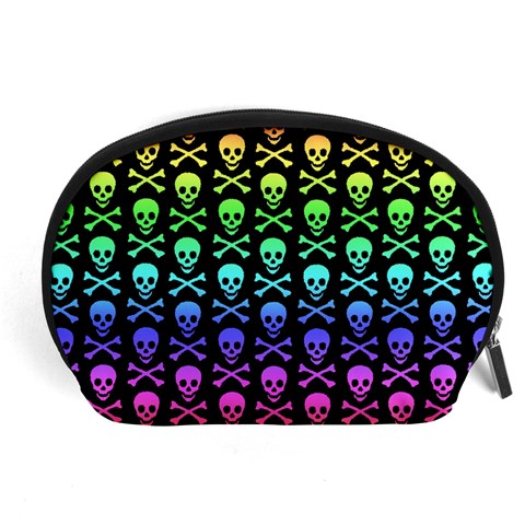 Rainbow Skull and Crossbones  Accessory Pouch (Large) from ArtsNow.com Front