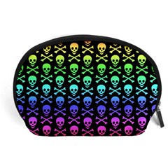 Rainbow Skull and Crossbones  Accessory Pouch (Large) from ArtsNow.com Front