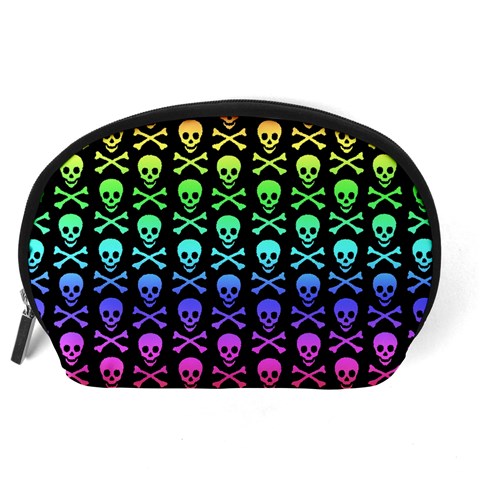 Rainbow Skull and Crossbones  Accessory Pouch (Large) from ArtsNow.com Back