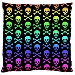 Rainbow Skull and Crossbones  Large Flano Cushion Case (Two Sides)
