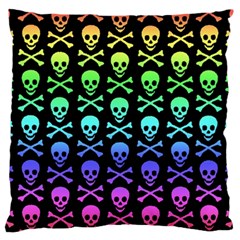 Rainbow Skull and Crossbones  Large Flano Cushion Case (Two Sides) from ArtsNow.com Back
