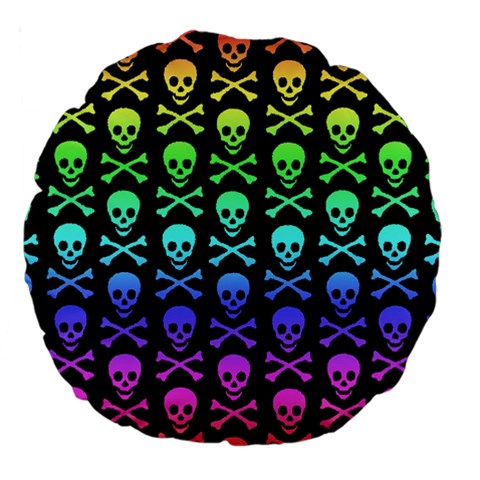 Rainbow Skull and Crossbones  Large 18  Premium Flano Round Cushion  from ArtsNow.com Front