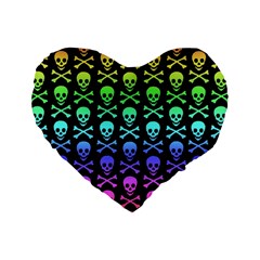 Rainbow Skull and Crossbones  Standard 16  Premium Flano Heart Shape Cushion  from ArtsNow.com Front