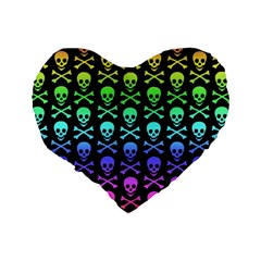 Rainbow Skull and Crossbones  Standard 16  Premium Flano Heart Shape Cushion  from ArtsNow.com Back