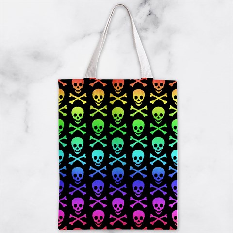 Rainbow Skull and Crossbones  Zipper Classic Tote Bag from ArtsNow.com Front