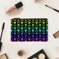 Rainbow Skull and Crossbones  Cosmetic Bag (XS) from ArtsNow.com Front