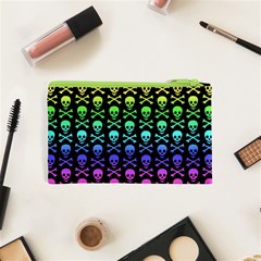 Rainbow Skull and Crossbones  Cosmetic Bag (XS) from ArtsNow.com Back